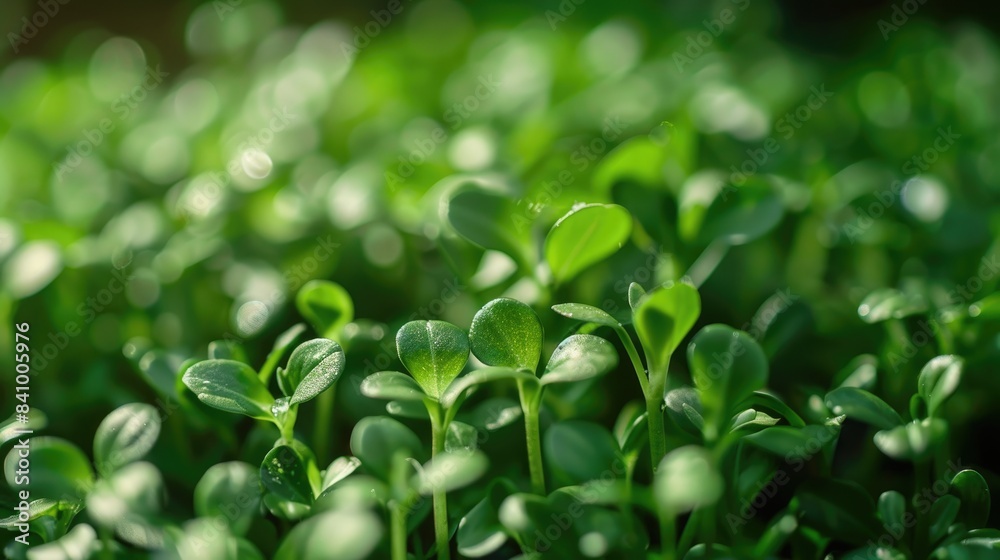 Close up view of fresh young green leaf sprouts Close up view of fresh young green leaf sprouts