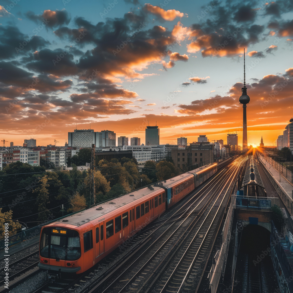 s-bahn Berlin skyline created with Generative AI technology s-bahn Berlin skyline created with Generative AI technology
