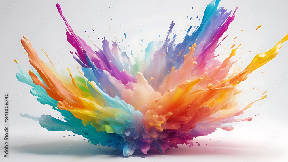 Abstract colorful explosion collides on mid air. Holi powder burst isolated on white background. Abstract colorful explosion collides on mid air. Holi powder burst isolated on white background.