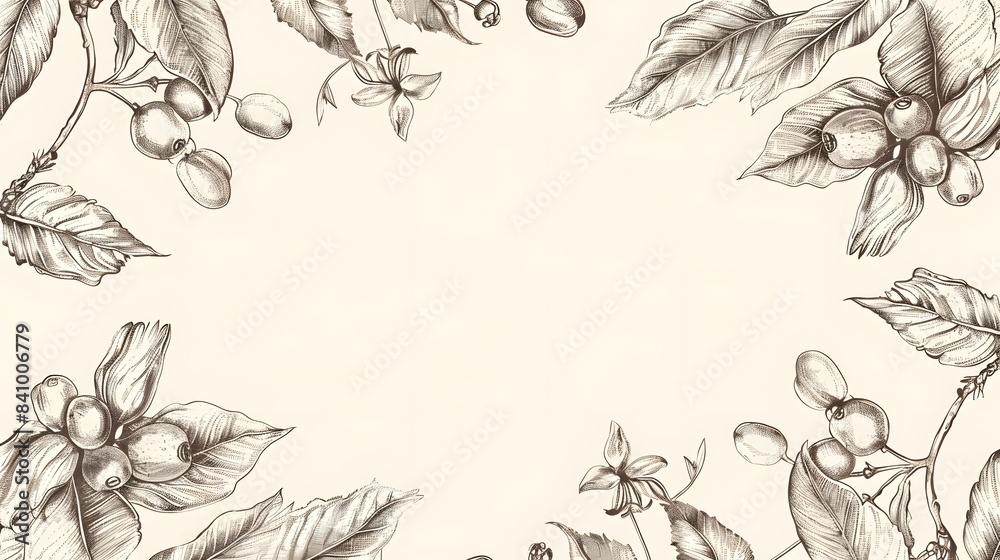 hand drawn coffee with leaf hand drawn coffee with leaf
