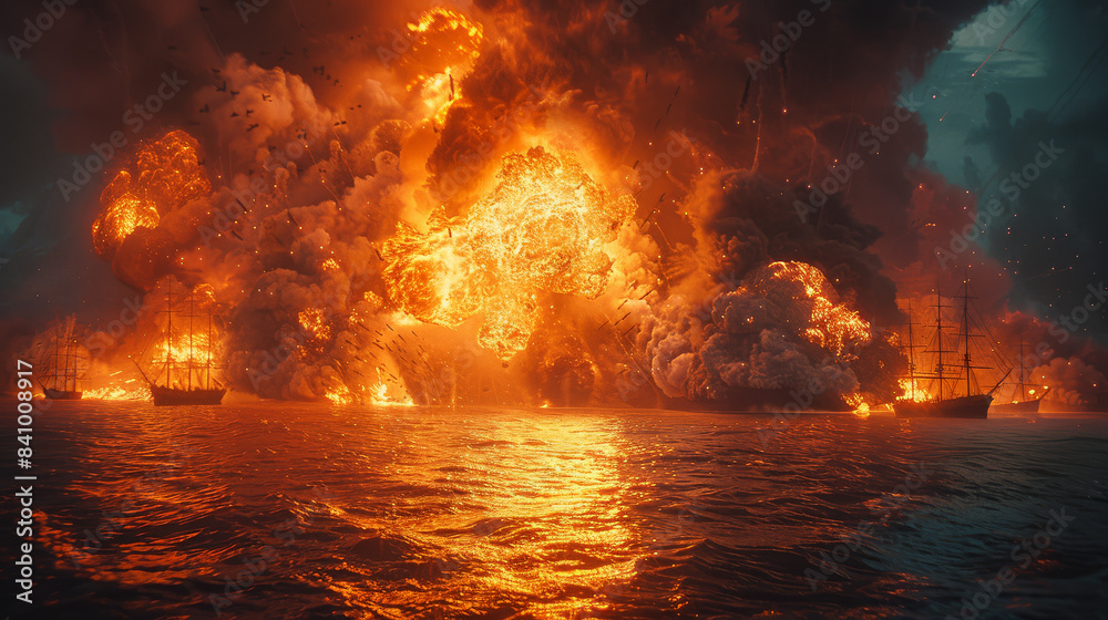The backdrop of missile attacks created with Generative AI technology The backdrop of missile attacks created with Generative AI technology