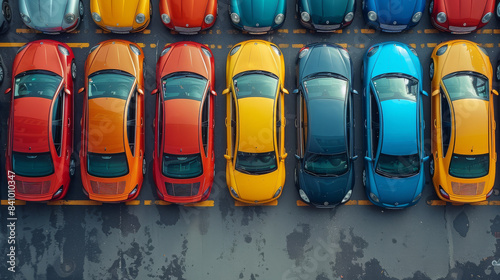 top down view of huge car park created with Generative AI technology