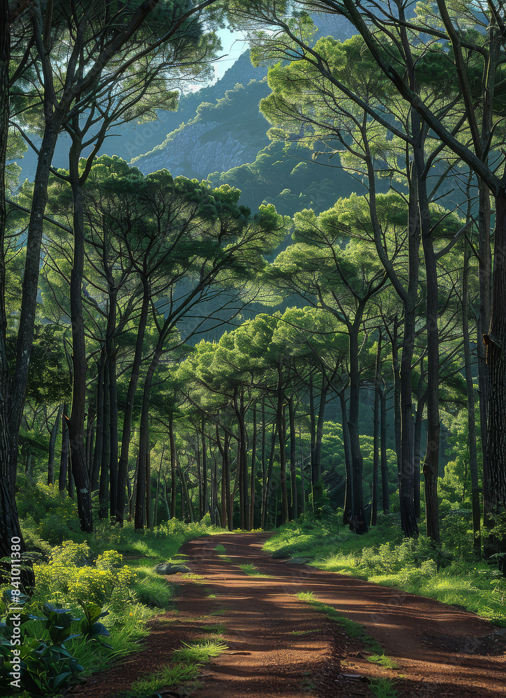 uma floresta de arvores frondosas created with Generative AI technology uma floresta de arvores frondosas created with Generative AI technology