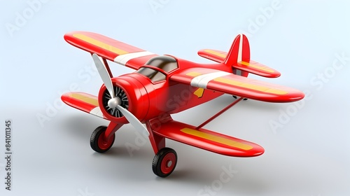 Realistic 3D Render of Toy Plane - Playful Illustration of a Miniature Aircraft Toy for Kids and Hobbyists