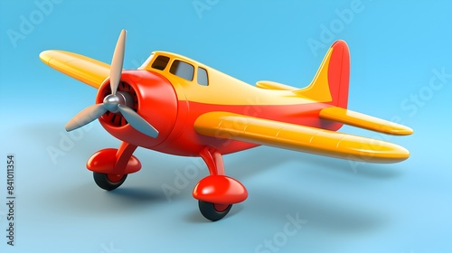 Realistic 3D Render of Toy Plane for Kids - Playful Illustration of Colorful Toy Aircraft in Motion