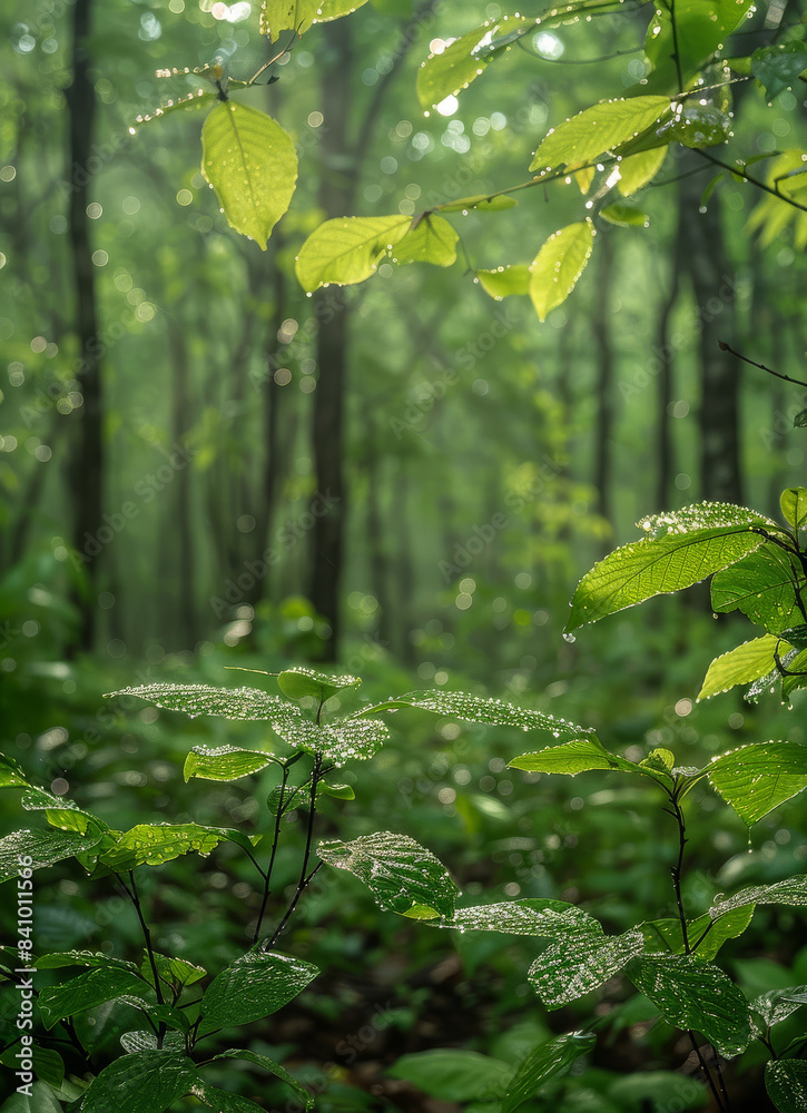 Obraz premium uma floresta de arvores frondosas created with Generative AI technology