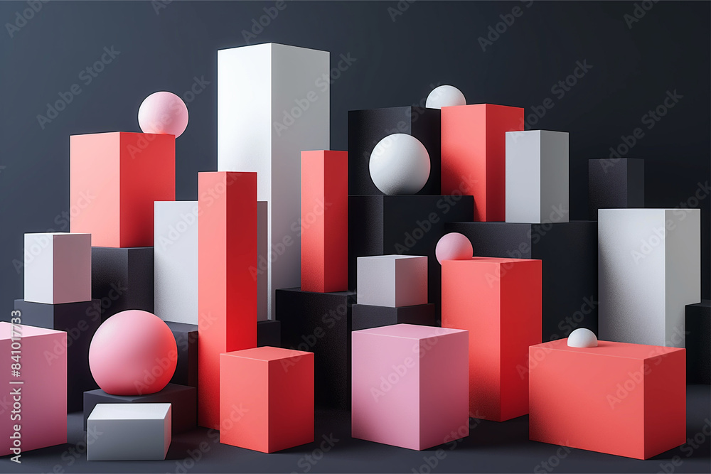 Obraz premium Abstract geometric blocks on black background