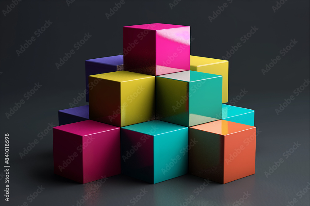 Abstract geometric blocks on black background Abstract geometric blocks on black background