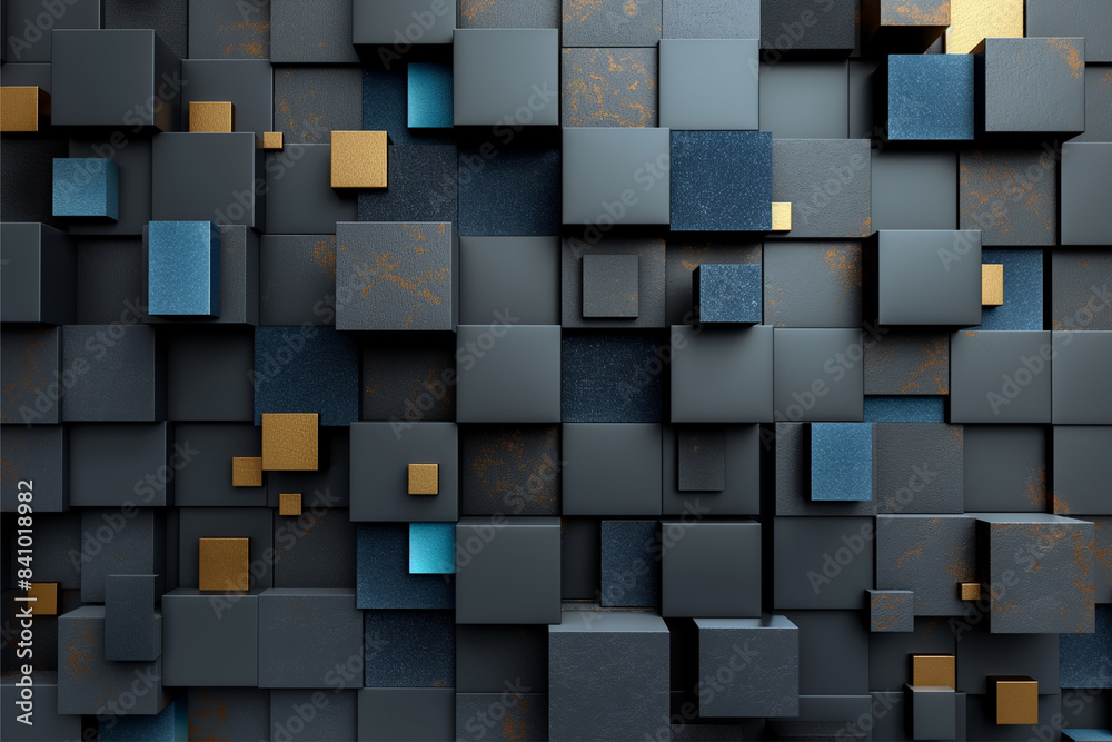 Abstract geometric blocks on black background Abstract geometric blocks on black background