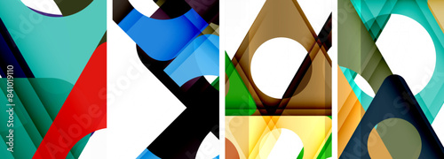 Abstract background set featuring captivating triangles. Harmonious blend of geometry and style, these designs bring modern flair
