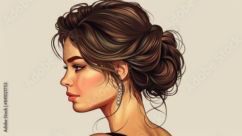 An avatar image of a woman sporting an elegant updo hairstyle photo