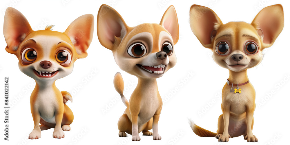 set of Cute bunny. 3D Cartoon Style