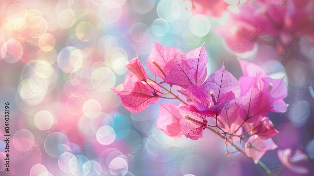 Pink Bougainvillea flower with a lovely bokeh effect and blurred background