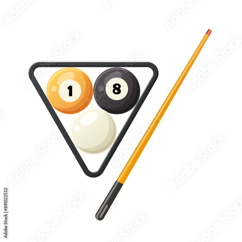 Billiard Ball and Cue Stick Clip Art