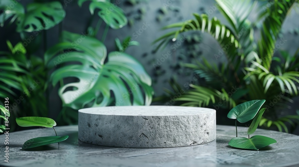 Minimal Podium state platform or Dais with nature background Minimal Podium state platform or Dais with nature background