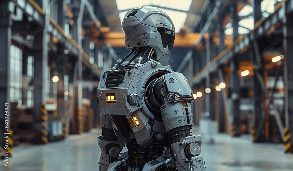 A robot that is standing in a building. Generative AI A robot that is standing in a building. Generative AI