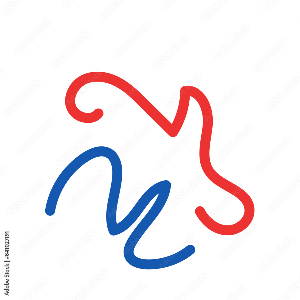 Fototapeta premium Blue red decorative lines graphic vector 
