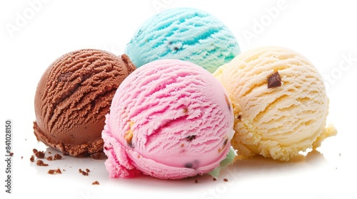 Tasty ice cream against a white background photo