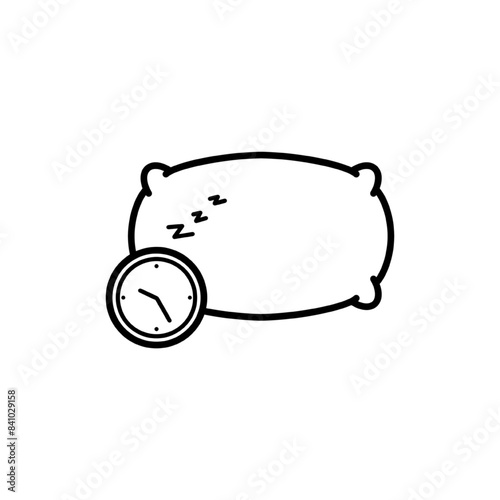 pillow icon with clock, concept icon sleep on time, live regularly