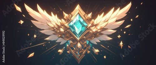 A mobile game banner featuring a golden crown with regal white wings, and two crossed arrows below, setting the stage for your glorious journey in this mobile game