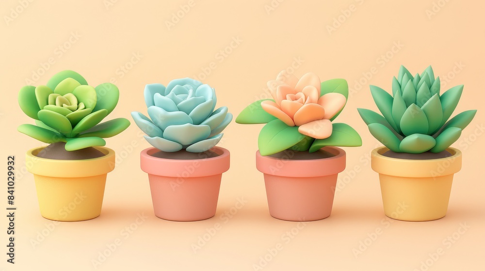 Small plant in a pot, minimalist 3d render Small plant in a pot, minimalist 3d render