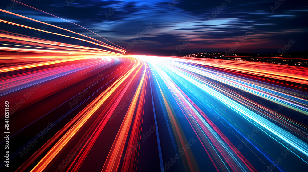 Dynamic light traces represent digital data transmission speed
