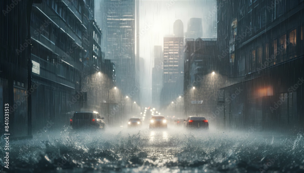 Fototapeta premium 雨のイメージ、豪雨、台風｜Images of rain, torrential rain, typhoons.
