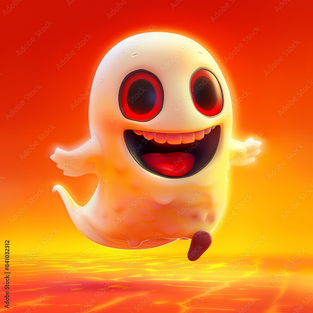 Cute 3D funny ghost. 3D rendering. Cute 3D funny ghost. 3D rendering.