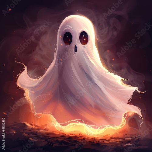 Cute 3D funny ghost. 3D rendering. photo