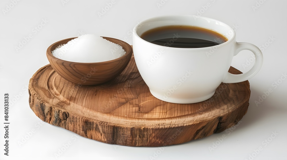 Morning black coffee with sugar in white cup Morning black coffee with sugar in white cup