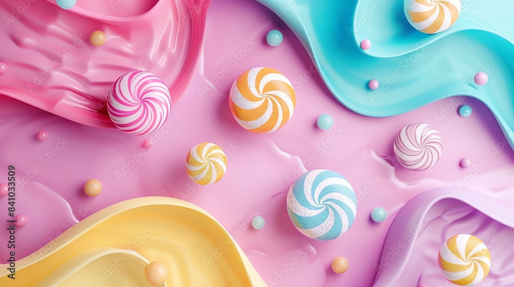 Pastel candy color background, abstract , 2D flat illustration, constructivism, no shadow, no gradation cute, Digital art Pastel candy color background, abstract , 2D flat illustration, constructivism, no shadow, no gradation cute, Digital art