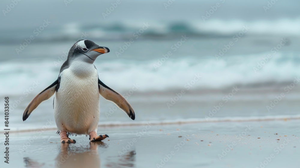 Obraz premium Penguin Strolling on the Beach