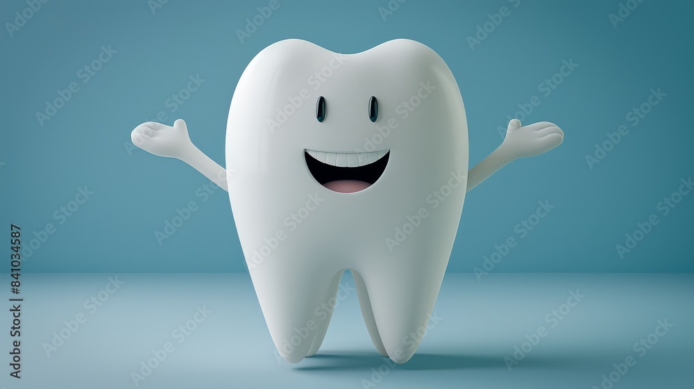 Cute smiling cartoon character tooth