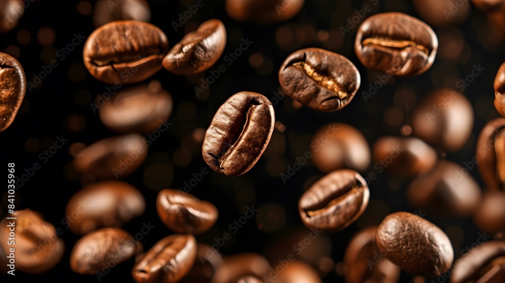 Coffee Beans Closeup On Dark Background Coffee Beans Closeup On Dark Background