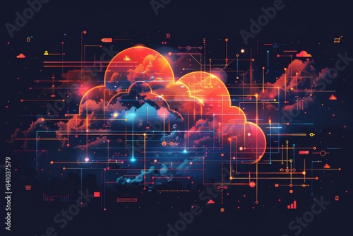 Abstract digital cloud. investment technology concept