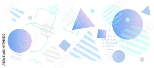 夏をイメージした爽やかな幾何学模様の背景イラスト　ジオメトリック　グラデーション　メンフィス