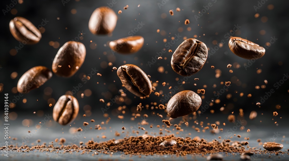 Coffee Beans Closeup On Dark Background Coffee Beans Closeup On Dark Background