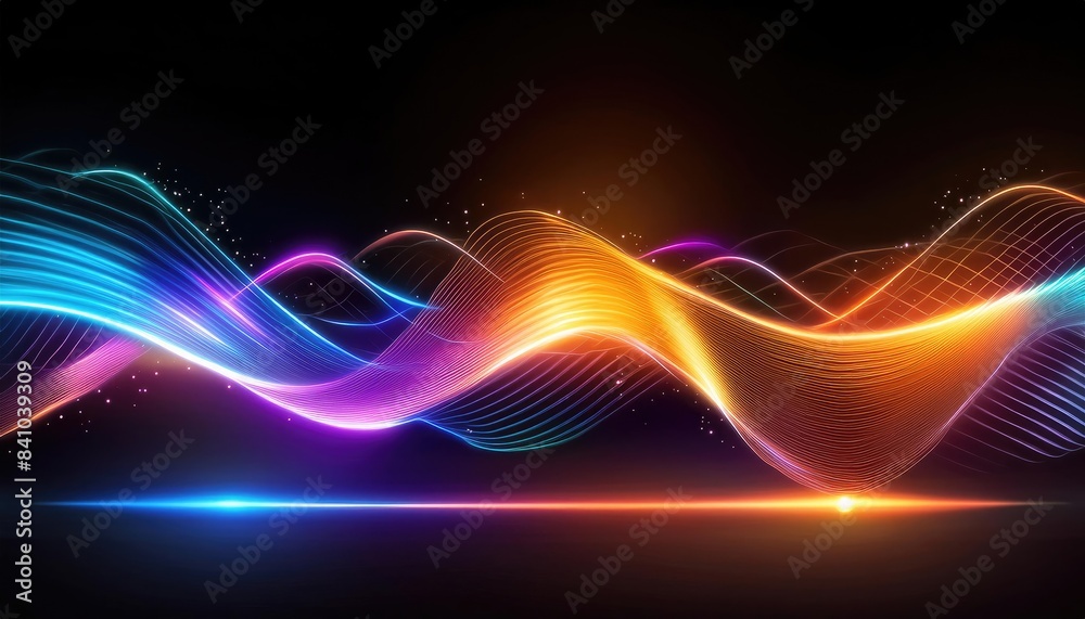 Neon lines background, glowing wavy neon light particles, website banner, colorful neon light background Neon lines background, glowing wavy neon light particles, website banner, colorful neon light background