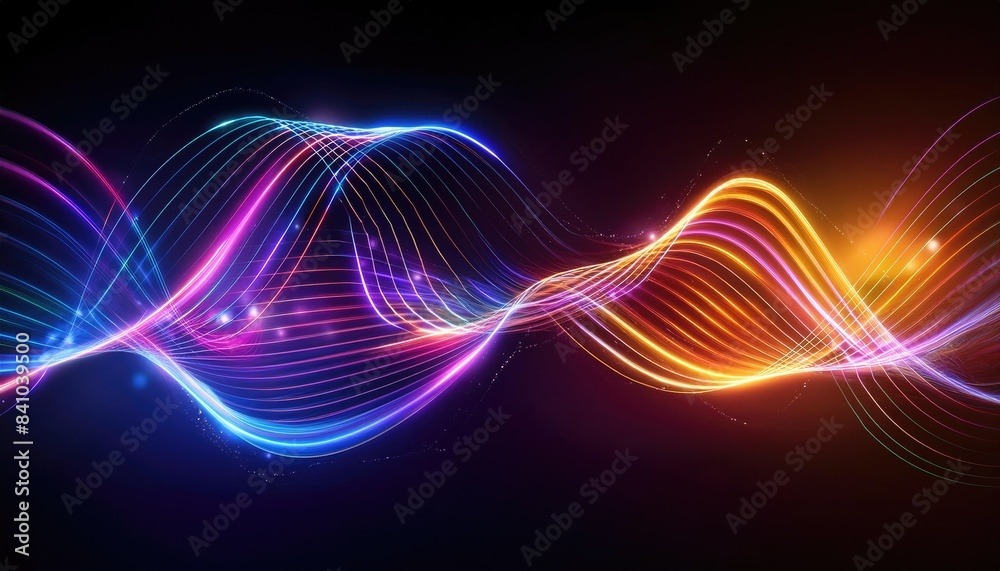 Neon lines background, glowing wavy neon light particles, website banner, colorful neon light background Neon lines background, glowing wavy neon light particles, website banner, colorful neon light background