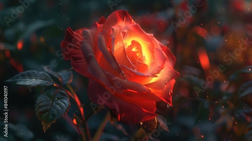 A lovely rose illuminated from within