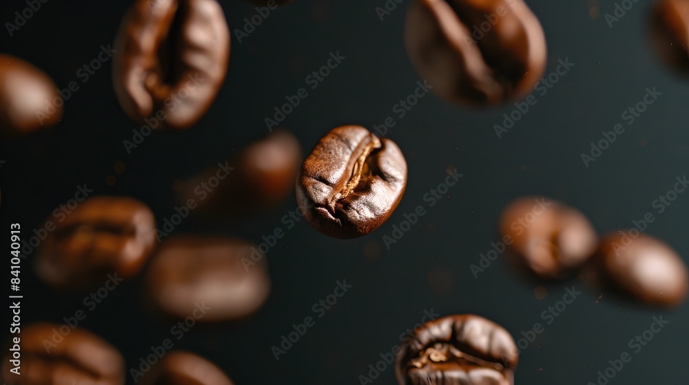 Obraz premium Coffee Beans Closeup On Dark Background