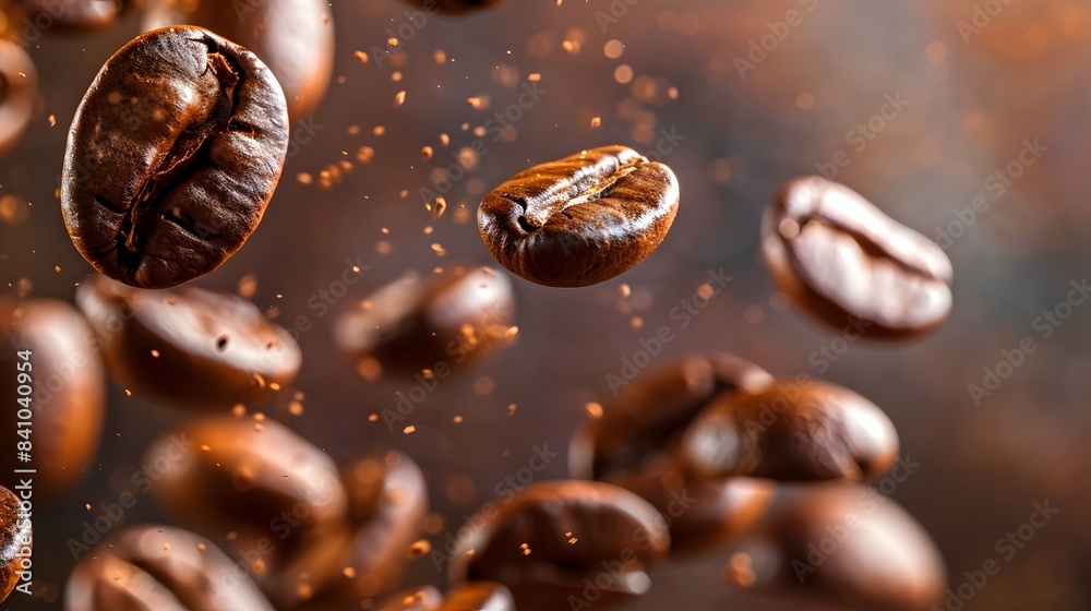 Coffee Beans Closeup On Dark Background