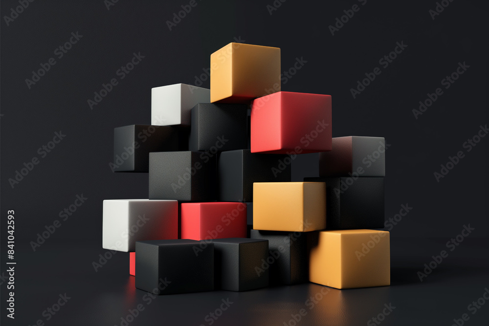 Abstract geometric blocks on black background Abstract geometric blocks on black background