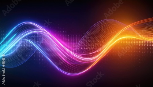 Neon lines background, glowing wavy neon light particles, website banner, colorful neon light background