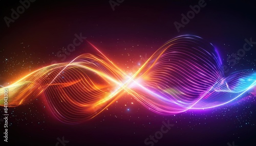 Abstract background with glowing lines, Neon lines background, glowing wavy neon light particles, website banner, colorful neon light background