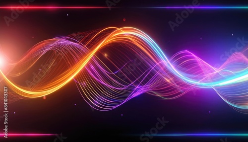 Abstract background with glowing lines, Neon lines background, glowing wavy neon light particles, website banner, colorful neon light background