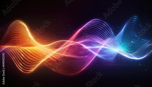 Abstract background with glowing lines, Neon lines background, glowing wavy neon light particles, website banner, colorful neon light background