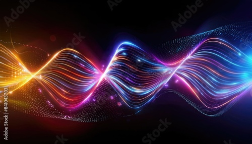 Abstract background with glowing lines, Neon lines background, glowing wavy neon light particles, website banner, colorful neon light background
