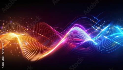 Abstract background with glowing lines, Neon lines background, glowing wavy neon light particles, website banner, colorful neon light background