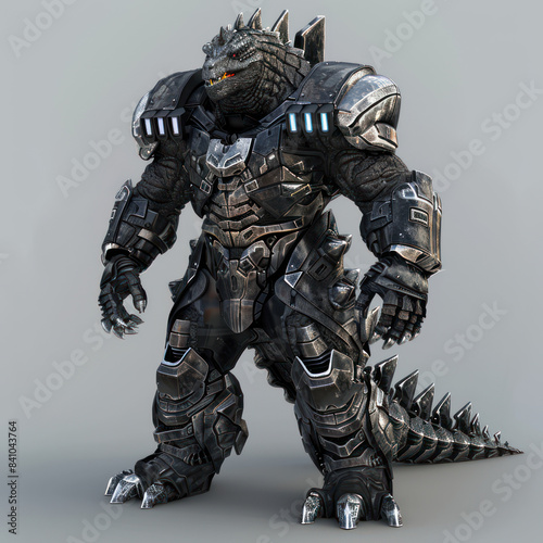 A Big Lizard With Robot Armor Military 3D Models